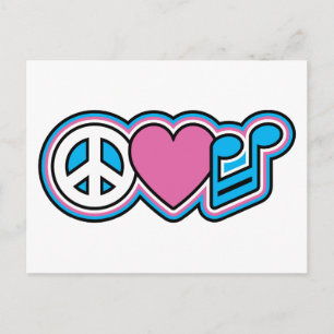 PEACE-LOVE MUZIEK-symbolen Briefkaart