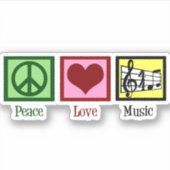 Peace Love-muzieklaptop Sticker (Voorkant)