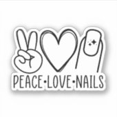 Peace Love Nails, Nail Tech, Nail Technicia Gift Sticker (Voorkant)