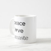 Peace Love Namaste - Modern Motivational Lifestyle Koffiemok (Voorkant links)