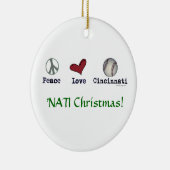 Peace Love NATI (Cincinnati) kerstversiering Keramisch Ornament (Rechts)
