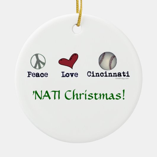 Peace Love NATI (Cincinnati) kerstversiering Keramisch Ornament (Voorkant)