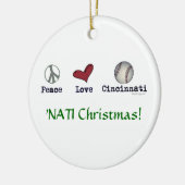 Peace Love NATI (Cincinnati) kerstversiering Keramisch Ornament (Links)