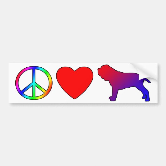 Peace Love Neapolitan Mastiffs Bumpersticker (Voorkant)