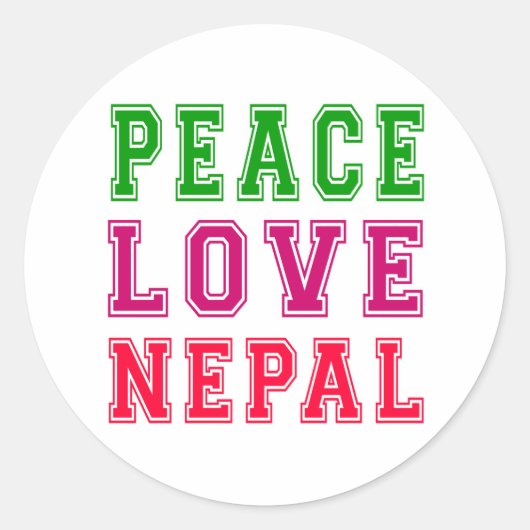 Peace Love Nepal Ronde Sticker (Voorkant)