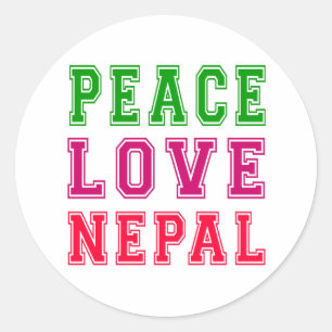 Peace Love Nepal Ronde Sticker