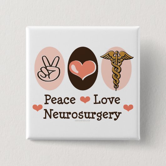 Peace Love Neurochirurgie Pin Vierkante Button 5,1 Cm (Voorkant)