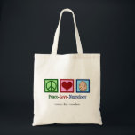 Peace Love Neurology Custom Neuroloog Tote Bag<br><div class="desc">Peace Love Neurology canvas tas voor een neuroloog gespecialiseerd in hersenaandoeningen en neurowetenschappen. Een cool custom neurochirurg of neurologie verpleegkundige cadeau.</div>