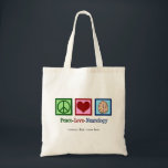 Peace Love Neurology Custom Neuroloog Tote Bag<br><div class="desc">Peace Love Neurology canvas tas voor een neuroloog gespecialiseerd in hersenaandoeningen en neurowetenschappen. Een cool custom neurochirurg of neurologie verpleegkundige cadeau.</div>