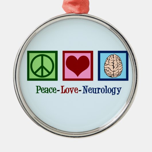 Peace Love Neurology Metalen Ornament (Voorkant)
