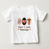 Peace Love Neurology Neuroloog Baby T-shirt (Voorkant)