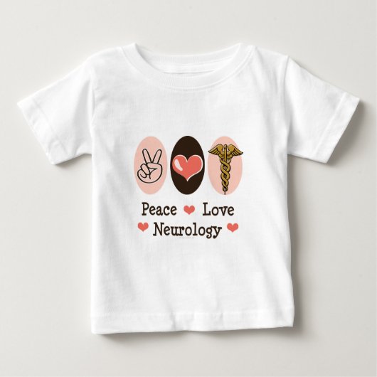 Peace Love Neurology Neuroloog Baby T-shirt (Voorkant)