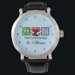 Peace Love Neurology - Neuroloog Horloge<br><div class="desc">Peace Love Neurology horloge cadeau voor een neuroloog die gespecialiseerd is in hersenaandoeningen en neurowetenschappen. Een cool neurochirurg of neurologie verpleegkundige polshorloge cadeau.</div>