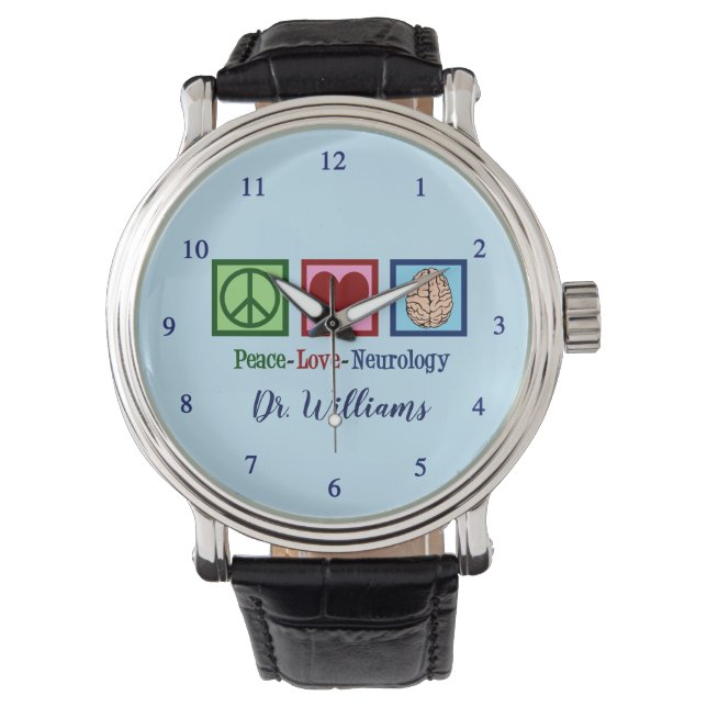 Peace Love Neurology - Neuroloog Horloge (Voorkant)