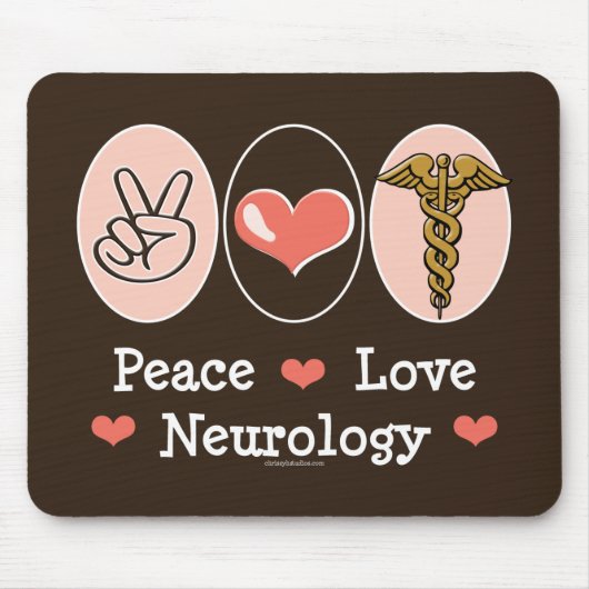 Peace Love Neurology Neuroloog Mousepad Muismat (Voorkant)