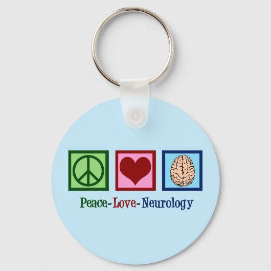 Peace Love Neurology - Neuroloog Sleutelhanger (Voorkant)