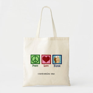 Peace Love Neurse Cute Custom Verpleegkundige Tote Bag
