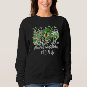 Peace Love Neurse St Patrick Day 2022 Icu Emt Cma Trui