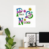 Peace Love Neurses Poster (Thuiskantoor)