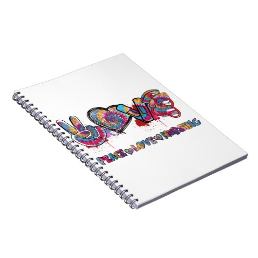 Peace Love Neursing Stethoscope Cute Nurse Tie Dye Notitieboek (Rechterzijde)