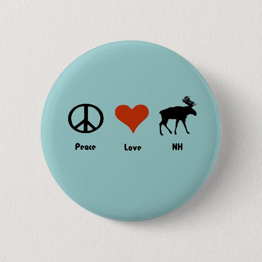 Peace Love New Hampshire Ronde Button 5,7 Cm (Voorkant)