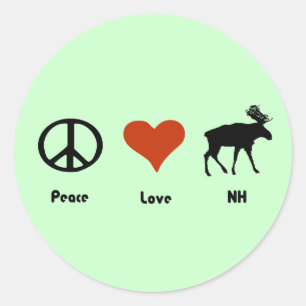 Peace Love New Hampshire Ronde Sticker