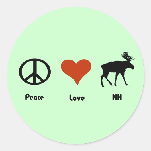 Peace Love New Hampshire Ronde Sticker (Voorkant)