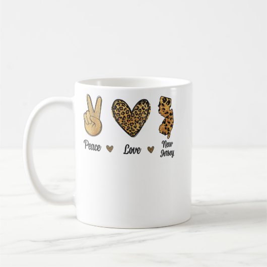 Peace Love New Jersey Leopard Flag Map Souvenirs M Koffiemok (Links)