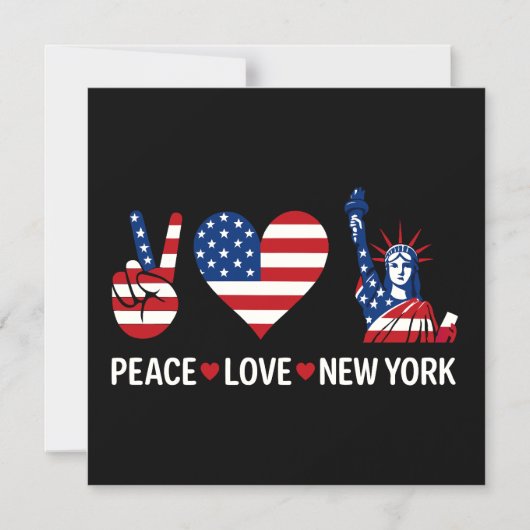 Peace Love New York Magnetische Uitnodiging (Voorkant)