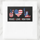 Peace Love New York Rechthoekige Sticker (Tas)