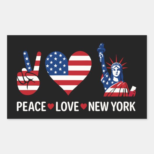 Peace Love New York Rechthoekige Sticker (Voorkant)