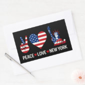Peace Love New York Rechthoekige Sticker (Envelop)