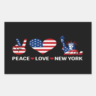 Peace Love New York Rechthoekige Sticker