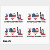 Peace Love New York Rechthoekige Sticker (Vel)