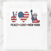 Peace Love New York Rechthoekige Sticker (Tas)