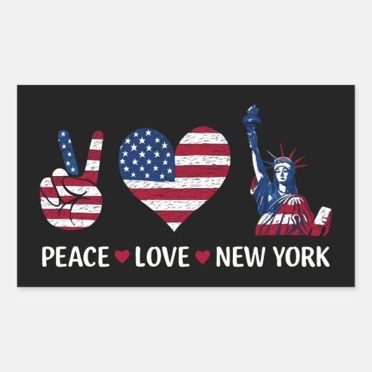 Peace Love New York Rechthoekige Sticker (Voorkant)