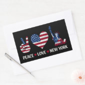 Peace Love New York Rechthoekige Sticker (Envelop)