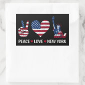 Peace Love New York Rechthoekige Sticker (Tas)