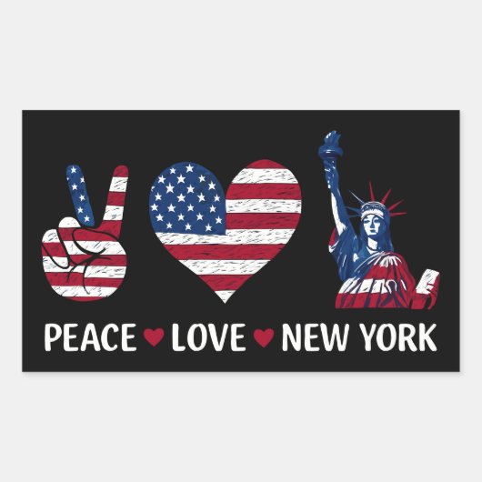 Peace Love New York Rechthoekige Sticker (Voorkant)