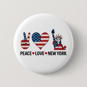 Peace Love New York Ronde Button 5,7 Cm
