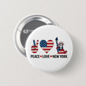 Peace Love New York Ronde Button 5,7 Cm (Voorkant /achterkant)