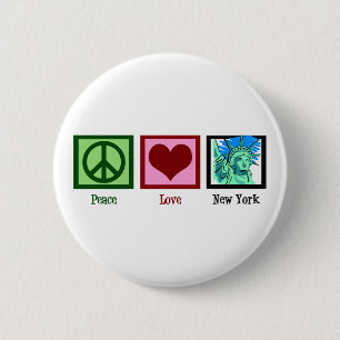 Peace Love New York Ronde Button 5,7 Cm