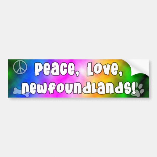 Peace Love Newfoundlands Bumpersticker (Voorkant)