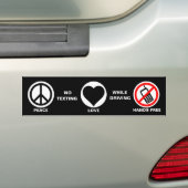 Peace/Love/No Texting & Driving Bumpersticker (Op auto)