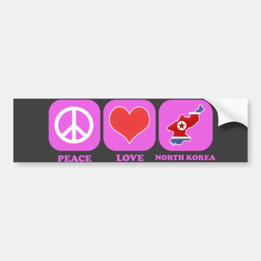 Peace Love Noord-Korea Bumpersticker (Voorkant)