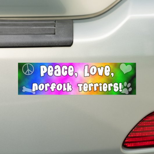 Peace Love Norfolk Terriers Bumpersticker (Op auto)