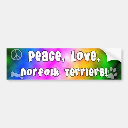 Peace Love Norfolk Terriers Bumpersticker (Voorkant)