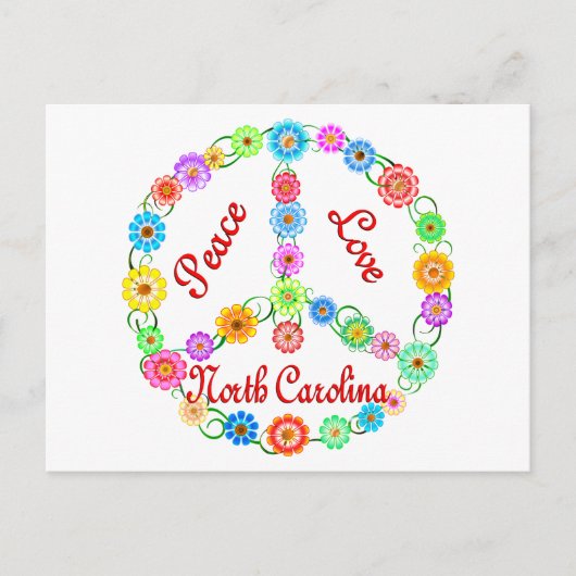Peace Love North Carolina Briefkaart (Voorkant)