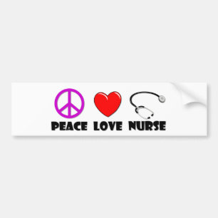 Peace Love Nurse Bumpersticker