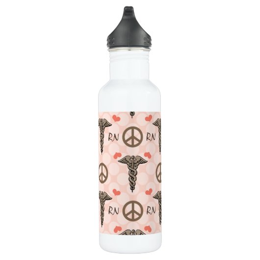 Peace Love Nurse Caduceus RN BPA Free Waterfles (Rechts)